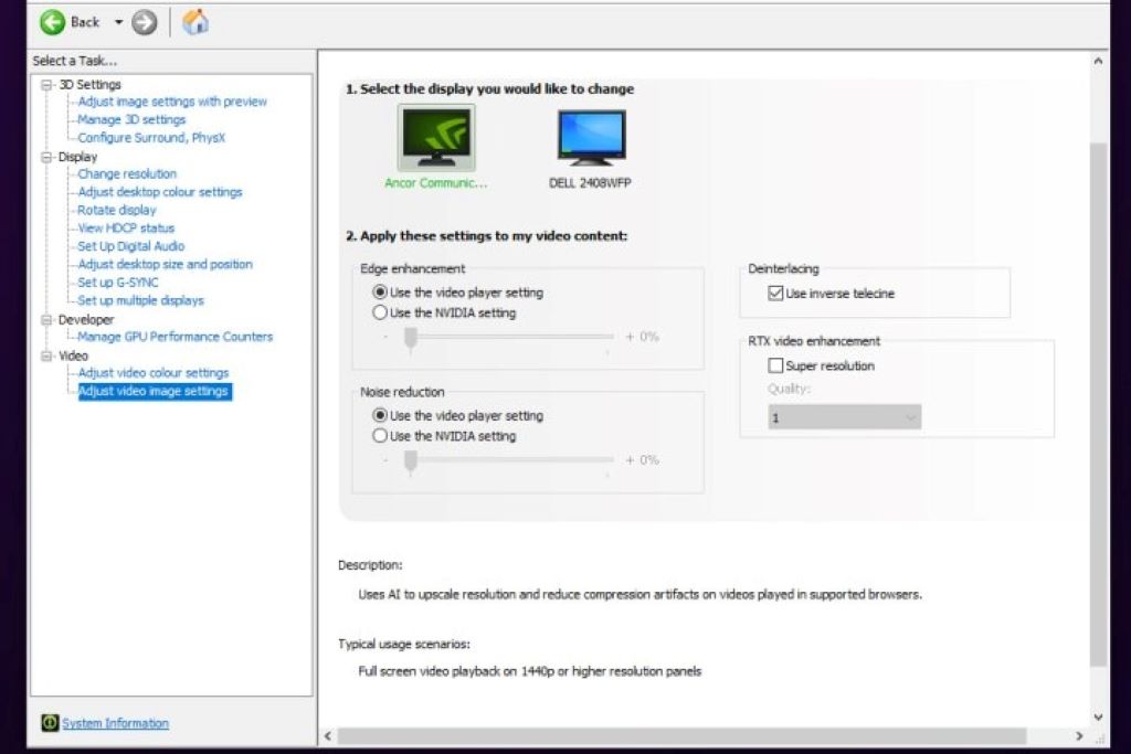 Comparison screenshot of NVIDIA Control Panel and AMD Radeon Software interfaces displaying graphics configuration options