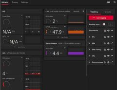 AMD Radeon Software dashboard showing GPU settings and performance monitoring tools for graphics card management