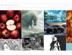 Midjourney web app interface showing text prompt entry and AI images generated
