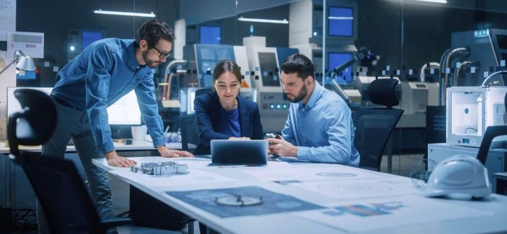 Engineers networking at a professional event to build strong career connections